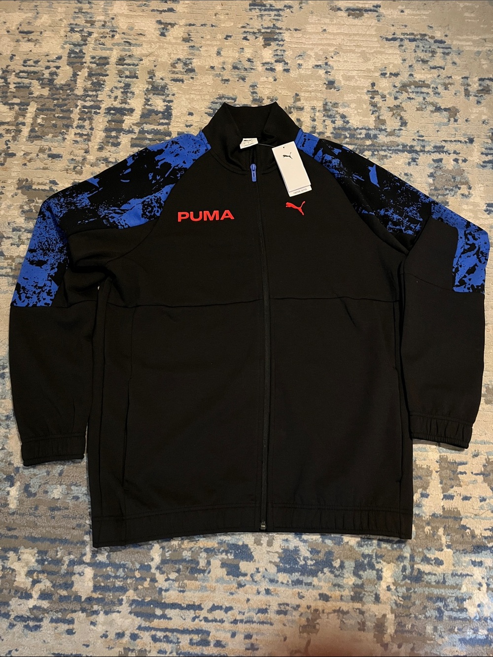 Puma Black Jacket with Blue Accent Panels